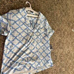 Blue and White Patterned Shirt